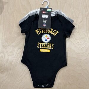 Pittsburgh Steelers 3 Piece Creeper Set 24 Months Logo Licensed NFL Baby NWT